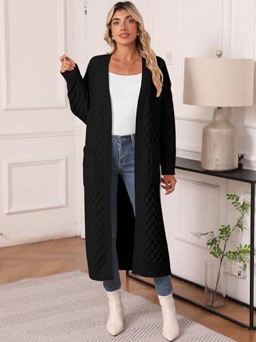Womens Long Cardigan Sweaters Fall Open Front Coat Long Sleeve Cable Knit Maxi Outerwear Trendy Jacket Clothes4