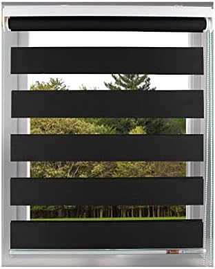 Aprica Day and Night Zebra Roller Window or Door Blinds Custom Made to Measure with Child Safety Pull Cords - Easy Fit Roller Blinds (White, 21 to 60cm Width - 160cm Max Drop)