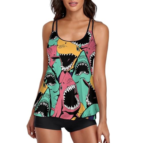 Maillot de bain tankini requins femme fini les irritations grace au short