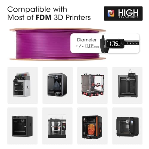 Image of eSUN PLA Basic Filament 1.75mm, 3D Printer Filament High Speed PLA for Fast Printing, 1KG per Spool, 2 Spools High Speed 3D Printing Filament, Purple