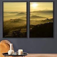 2 Piece Framed Canvas Wall Art Sunset in The Mountains Canvas Prints Home Artwork Decoration for Living Room,Bedroom - 16
