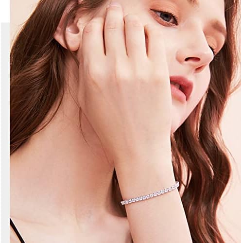 Rosarden Bracelet for Women,Sterling Silver Tennis Bracelet S925 Crystal Slider Bracelet Adjustable Infinity Bracelet for Women,Crystal Bracelet,Gift for Mom,Silver