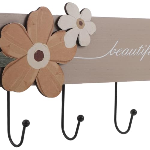 Perchero de pared de madera caqui versátil para ropa y toallas 3