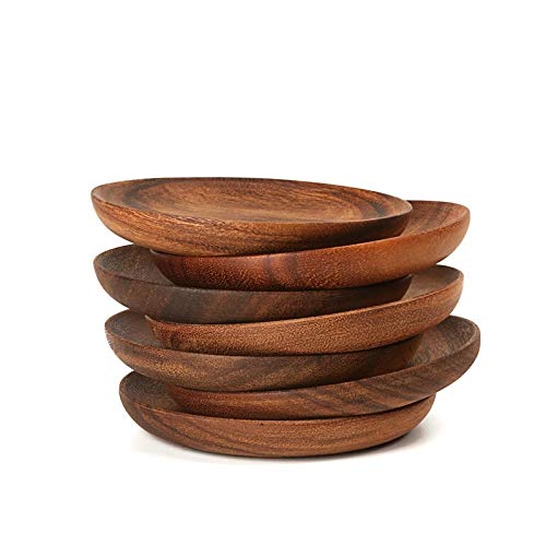 Whole Wood Pan Plate Fruit Dishes Saucer Tea Tray Dessert Dinner Bread Wood Plates Solid Wood Round (20x2CM)