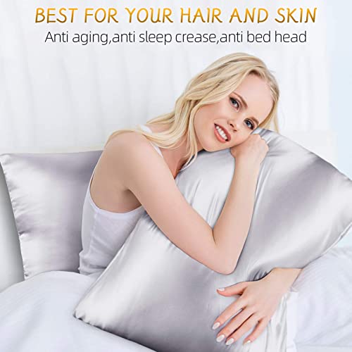 pendali Satin Kissenbezug für Haar und Haut, 100% Seidig Luxus Satin Kissenhülle mit Verstecktem Reißverschluss, 1 Stück Kopfkissenbezug Weich und Atmungsaktiv 48 x 66 cm Kissenbezüge (Grau) - Image 3