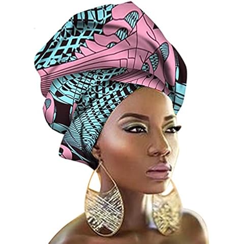 HZQIFEI Turban Head Wrap, Ladies African Pattern Knot Headwrap Multicoloured Print Stretch Head Wrap, Bohemian Headwrap for Women and Girls (Style#28) Cover