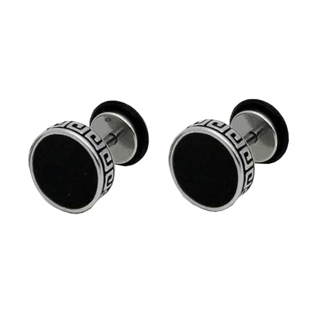m men style Biker Friendship Gift Mens Metal Valentine Multi Hoop Bali earrings Dumble Piercing Surgical Stainless Steel Dumble Brown Wood Stud Earring For Men And Women-picture-11