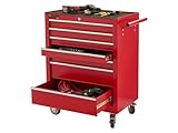 The Workplace Depot Rolling Tool Box – Heavy-Duty Steel, 7 Lockable Drawers, Rust-Resistant Red – Mobile Storage Cabinet for Workshops & Garages