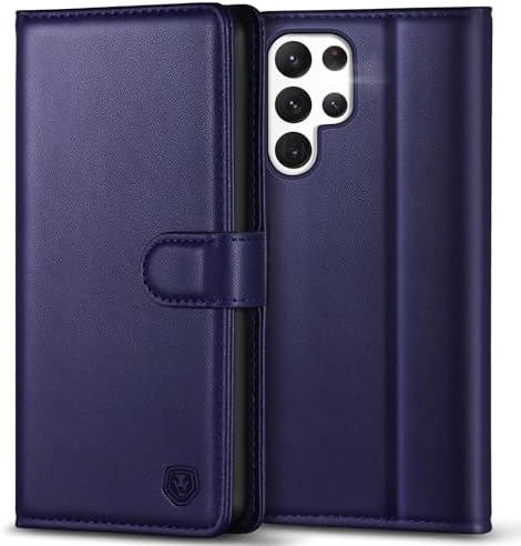 Kuafcase for Samsung S23 Ultra Case, 4 Card Slots Magnetic Closure Kickstand Shockproof Protective Phone Case for Samsung Galaxy S23 Ultra - Black