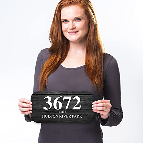 Address Sign, Custom Personalized House Numbers For Outside, Silver Wood Background, 6x12 Inches, Rust Free .040 Aluminum, Fade Resistant, Made in USA - Thumbnail 2