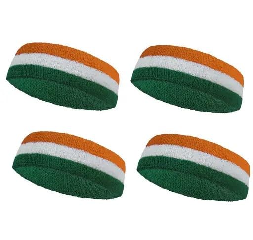Tricolour Sports Headband, Pack of 4, Orange White Green-image-40