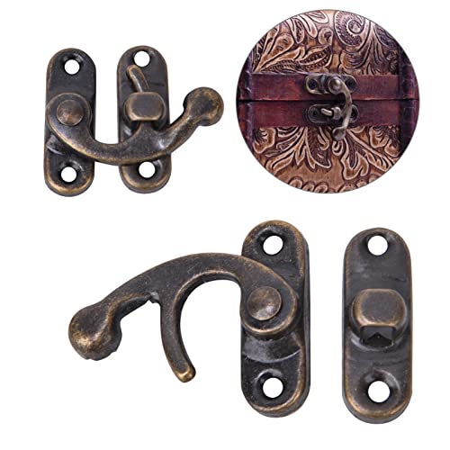 Image of 30 Pcs Hook Hasp Latch,Antique Vintage Lock Clasp,Right Latch Hook Hasp Horn Lock Wood Jewelry Box Latch Hook Clasp,for Small Object Box Jewelry Box Toolbox,3.2 x 2.8cm