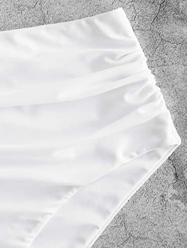 Image of ZAFUL Women High Waisted Bikini Bottoms Ruched Swimsuit Bottom Tummy Control Bathing Suit Bottoms