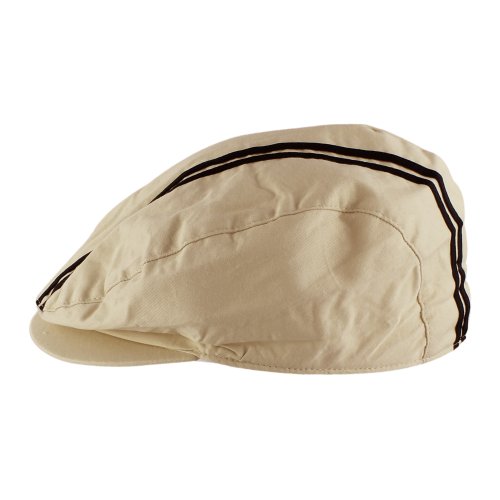Morehats Men's Women's Unisex 100% Cotton Sweat Proof Mesh Lined Double Striped Newsboy Cap Gatsby Hat - Beige #TOP1