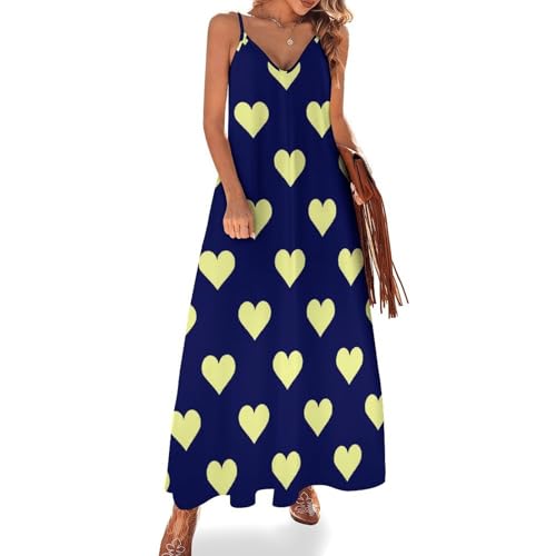 Robe longue jaune d'été sans manches pour femme adepte de voyage