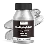 Nicpro Metallic Silver Acrylic Paint, 4oz/120ml Silver Leaf Paint, Non Toxic, Non Fading Art Craft Paints for Canvas, Wood, Clay, Fabric, Metal, Furniture, Art Supplies