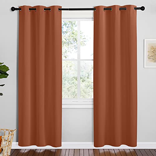 NICETOWN Bedroom Small Blackout Curtains 78 inches Long, Burnt Orange, 1 Pair, 42 x 78 inches, Privacy and Thermal Insulated Blackout Drapes for Offic