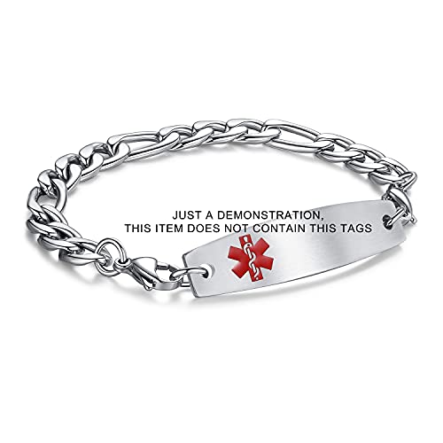 Linnalove-Stainless Steel Figaro Chain Lnterchangeable Medical Alert Bracelets -Just Chain (Ck05/5) #TOP1