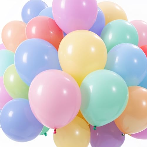 MAQIHAN - MAQIHAN 100PCS Pastel Balloon Arch - Pastel Rainbow Macaron Balloons Colorful Latex Balloon Assorted Colors Globos De CumpleañOs Girls Birthday Baby Shower Gender Reveal Wedding Party Decorations（12"）