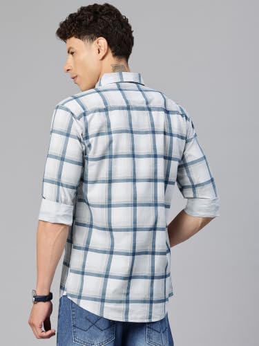 Image of Majestic Man Comfort Slim Fit Pure Cotton Checked Casual Shirt