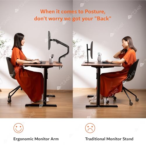 Image of ARTIKEL Monitor Desk Mount Adjustable Spring Assisted Monitor Arm VESA Mount with C Clamp Grommet Mounting Base Computer Monitor Stand (Curve, Single.)