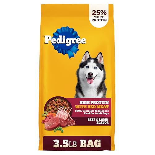 Pedigree High Protein Adult Dry Dog Food, Beef and Lamb Flavor, 3.5 lb. Bag