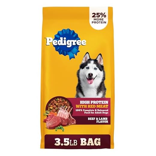 Pedigree Dry Dog Food for Adult Dogs, High Protein, Beef and Lamb Flavor, 3.5 lb. Bag