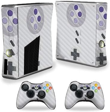 MightySkins - Skin de fibra de carbono para consola Xbox 360 S, Retro Gamer 2, acabado de fibra de carbono texturizado, protector y duradero, fácil