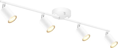 Miniatura 10 de Lámpara de riel negra, moderna lámpara de cocina, luces LED giratorias de 4 luces, apliques de pared semiempotrados para comedor, pasillo, oficina