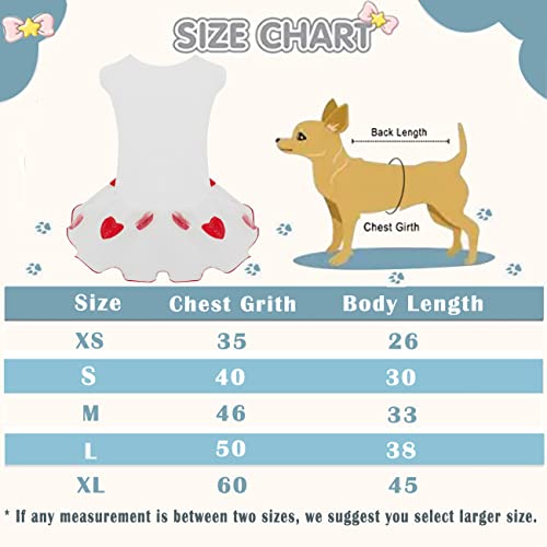 Dog Cute Dress Lace Tulle Tutu Outfit Skirt With Red Heart Embroidery For Small Medium Girl Dogs Christmas Holiday Wedding Birthday Party (White, M) #TOP5