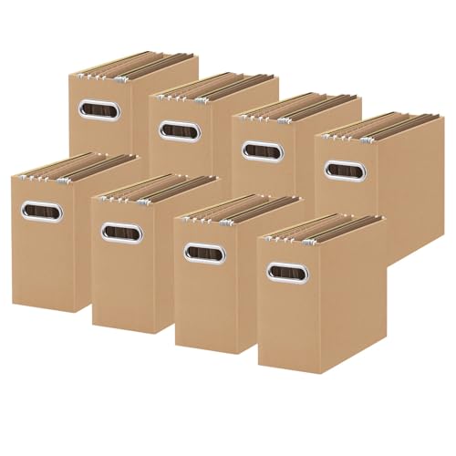 Oterri File Organizer, 8 Packs Small Storage Box, Cardboard File Folder Organizer, Collapsible File Box for Hanging File Folders Letter Size, Portable