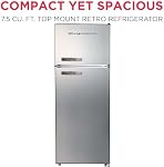 Frigidaire EFR753-PLATINUM EFR753, 2 Door Apartment Size Refrigerator with Freezer, Retro Chrome Handle, cu ft, Platinum Series, Stainless Steel, 7.5, Silver