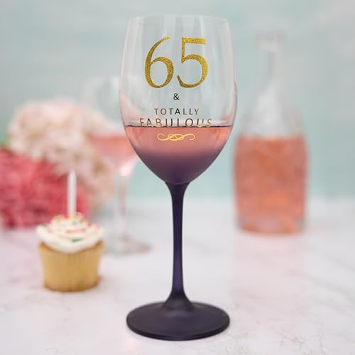 Pavilion Gift Company - 65 & Totally Fabulous - 19 oz Purple & Gold Ombre Stemmed Wine Glass Happy Birthday Party Celebration Milestone Gift Present by Pavilion Gift Company - Used condition - Image 3