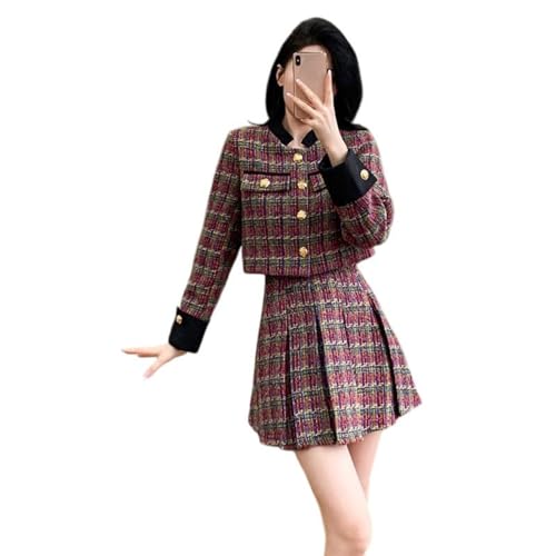 Ensemble tweed à manches longues idéal pour le bureau et les sorties chics urbaines