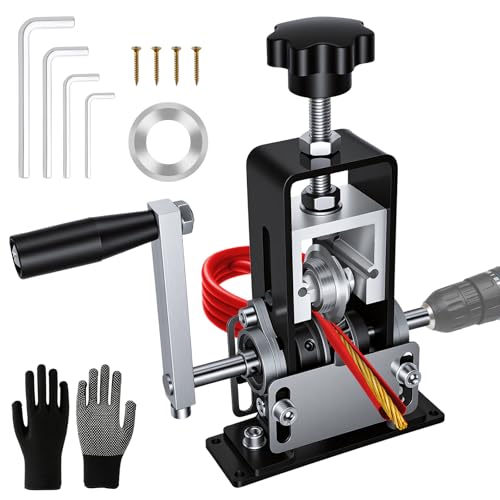 Wire Stripper Machine 0.06-1 Manual Wire Stripping Machine Scrapping Copper Wire Stripper with Replacement Blades Drill Powered Hand Crank Wire Stripper Tool for Scrap Copper Recycling Diy