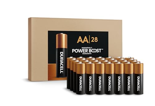 Duracell Coppertop AA Alkaline Batteries with POWER BOOST Ingredients, 28 Count, Long-Lasting Alkaline in Re-closable Pack for Quick Access and Organized Storage