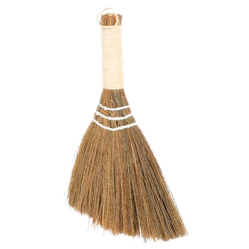 jojofuny Handmade Straw Braided Dust Removing Broom 28x20cm, Portable Small Desk and Bed Cleaning Brush for Crumbs, Hair Debris Removal in Home and Office