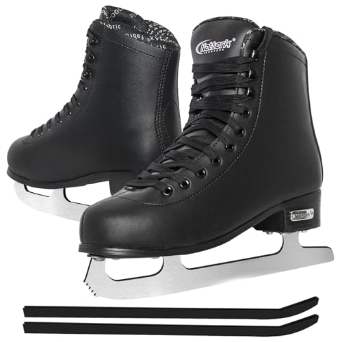 MammyGol Classic Ice Figure Skates for Men/Adult/Big Boys Lace up with Steel Blade Light Support Ice Figure Skates in Black Color US Size Men 9 by MammyGol - Used condition - US$18.42