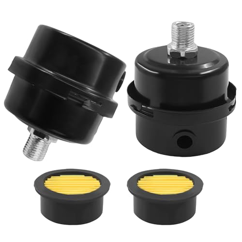 Silencer, 1/4" Thread Air Compressor Intake Filter Silencer With Replacement Elements, 12.5mm Metal Sound Muffler Replacement Parts