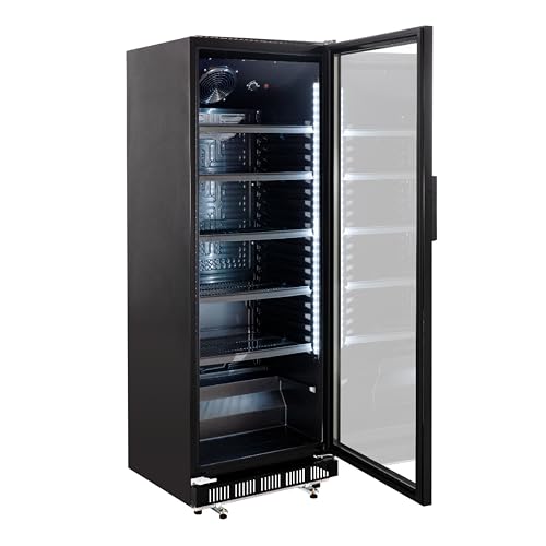 GastroHero Getränkekühlschrank GK-360BB | 360 L | Flaschenkühlschrank mit Glastür & LED | abschließbar | Bierkühlschrank | Kühlschrank für Gastronomie