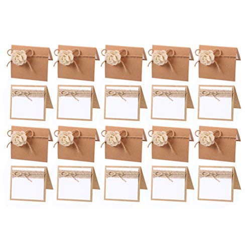 Amosfun 20 peças nome do casamento cartões de casamento número de mesa retrô rústico branco nome da