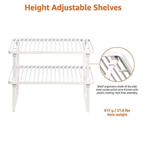 Amazon Basics Stackable Metal Kitchen Storage Shelves, Set Of 2 - White #TOP3