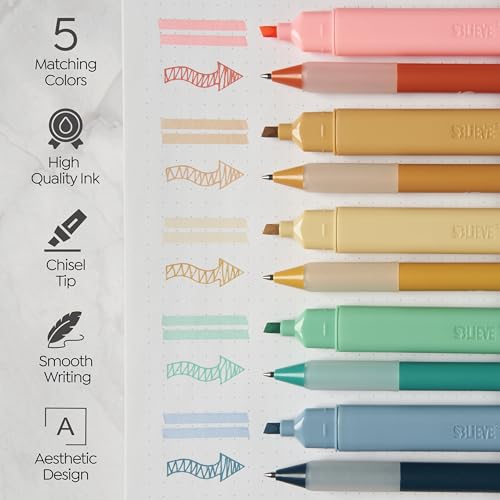 Image of BLIEVE - Aesthetic Highlighters and Gel Pens With Soft Ink and Chisel Tip, Bible Highlighters and Pens No Bleed, Dry Fast Easy to Hold, for Bible Journaling Planner School Supplies (VINTAGE)