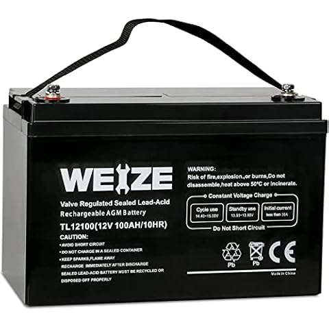 WEIZE 12V 100Ah Deep Cycle Battery, Group Size 31 Battery for RV, Solar, Camping, Cabin, Marine and Off-Grid System, 1150A Max Discharge Current, 3% Self-Discharge Rate Cover