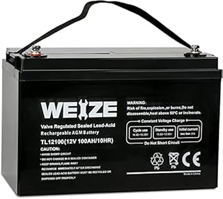 WEIZE 12V 100AH Deep Cycle AGM SLA VRLA Battery for Solar System RV Camping Trolling Motor, Marine, Overland/Van, and Off Grid Applications