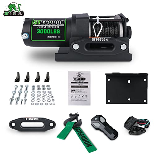 Stimulater New 3000Lbs.load Capacity Winch 12V Synthetic Rope Winch Waterproof Ip 67 Electric Winch With Wired Remote And Wireless Remotes,Hawse Fairlead, Strap And Hook For Atv/Utv/Boat (Black)… #TOP5