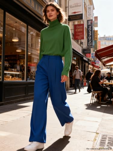 Image of SANGTREE Women's Turtleneck Sweaters Long Sleeve Pullover Tops | Breathable Lightweight Fabric| Fall Winter Fashion Outfits| Perfect for Daily,Office,Vacations,Holiday,Family Gatherings Etc.