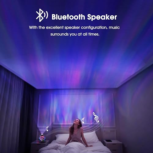 Image of L LOHAS LED Galaxy Projector Night Light, Space Portal Night Light | Static Electricity Ball with Stargate, White Noise Sound Machine, Bluetooth Music, Clock /Timing Globe Lamp for Bedroom