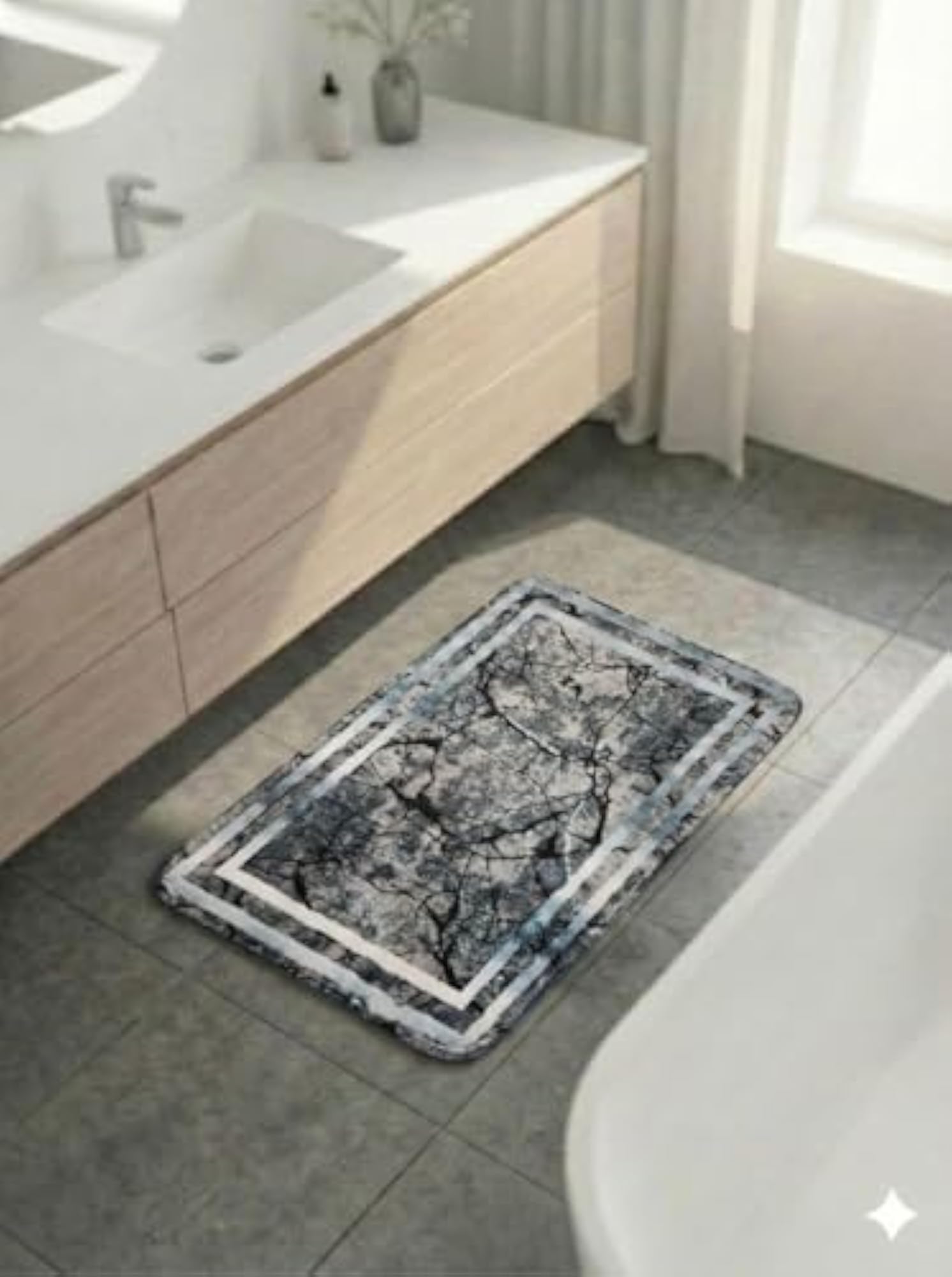 2pcs Soft Bathroom Floor Mat Set, Anti-Slip Washable Rug