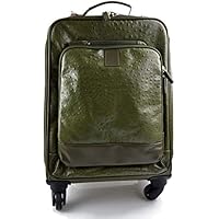 Maleta de avion in piel verde trolley rígida maleta de cuero bolso de cuero de viaje hombre mujer bolso de cabina bolso con ruedas